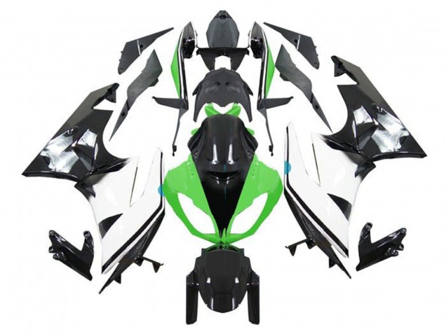 2009-2012 Kawasaki ZX6R Motorcycle Fairings - Green White Glossy Black Canada Suppliers