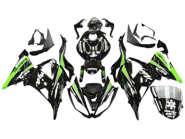 2013-2018 Kawasaki ZX6R Motorcycle Fairings - Glossy Black Green White Monster Snow Canada Suppliers