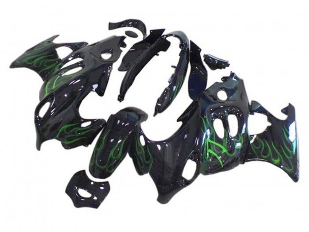 2004-2006 Suzuki GSX600F/GSX750F Motorcycle Fairings - Glossy Black Green Flame Canada Suppliers