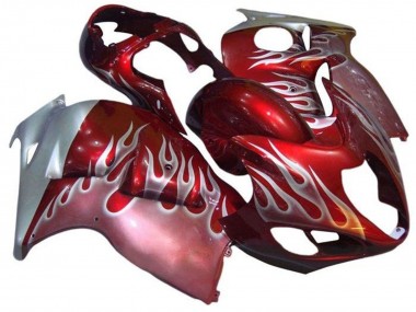 1996-2007 Suzuki GSXR 1300 Hayabusa Motorcycle Fairings - Red Silver Flame Canada Suppliers