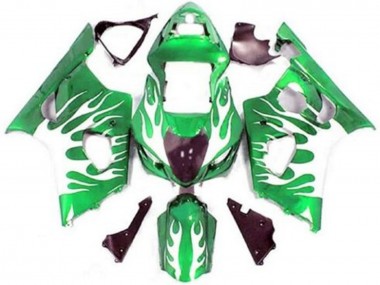 2003-2004 Suzuki GSXR 1000 Motorcycle Fairings - Green White Flame Canada Suppliers