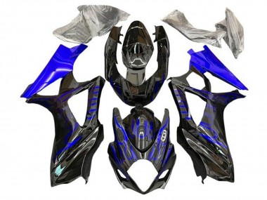 2005-2006 Suzuki GSXR 1000 Motorcycle Fairings - Black Blue Flame Canada Suppliers