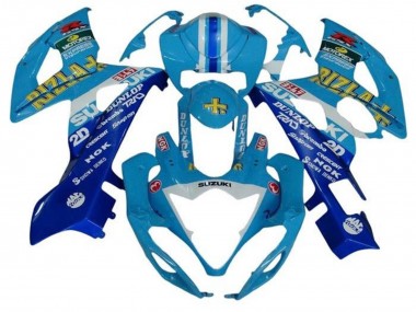 2005-2006 Suzuki GSXR 1000 Motorcycle Fairings - Blue White Stripe Rizla Canada Suppliers
