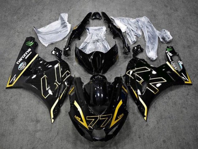 2017-2024 Suzuki GSXR1000 Motorcycle Fairings - Black Gold 77 Canada Suppliers