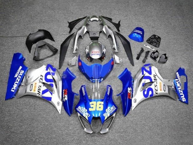 2017-2024 Suzuki GSXR1000 Motorcycle Fairings - Blue Silver Ecstar 36 Canada Suppliers
