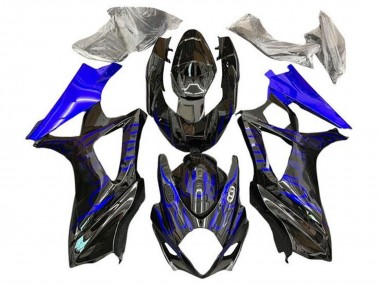 2007-2008 Suzuki GSXR 1000 Motorcycle Fairings - Black Blue Flame Canada Suppliers