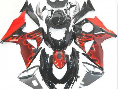 2009-2016 Suzuki GSXR 1000 Motorcycle Fairings - Glossy Black Red Flame Canada Suppliers