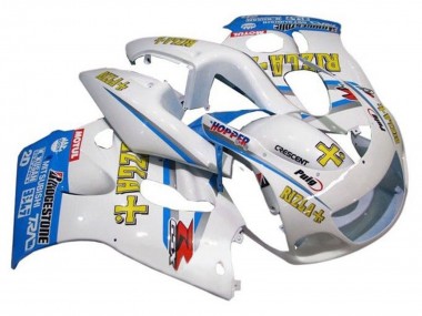1996-2000 Suzuki GSXR 600 / GSXR 750 Motorcycle Fairings - White Blue Yellow Rizla Canada Suppliers