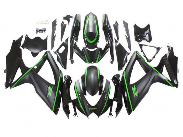 2008-2010 Suzuki GSXR 600 / GSXR 750 Motorcycle Fairings - Matte Black Green Stripe Canada Suppliers
