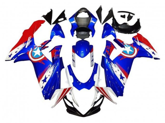 2011-2024 Suzuki GSXR 600 / GSXR 750 Motorcycle Fairings - Blue White Red Captain America Canada Suppliers