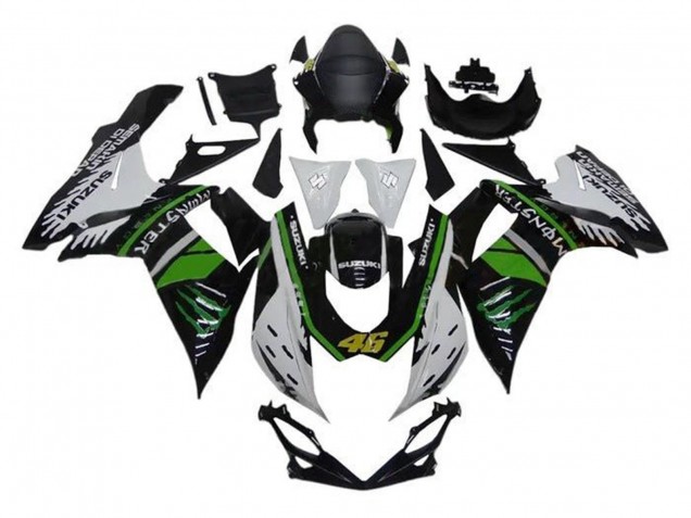 2011-2024 Suzuki GSXR 600 / GSXR 750 Motorcycle Fairings - White Green Black Monster 46 Canada Suppliers