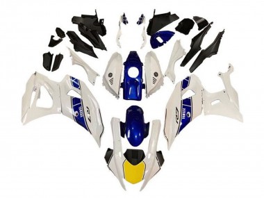 2021-2024 Yamaha YZF R7 Motorcycle Fairings - White Yellow Blue Stripe Canada Suppliers