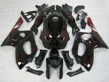 1996-2007 Yamaha YZF600R Thundercat Motorcycle Fairings - Glossy Black Red Flame Canada Suppliers