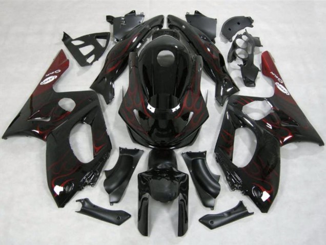 1996-2007 Yamaha YZF600R Thundercat Motorcycle Fairings - Glossy Black Red Flame Canada Suppliers