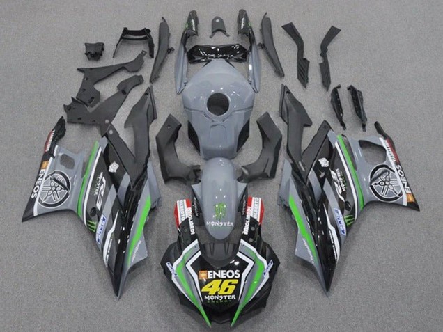 2019-2021 Yamaha YZF R3/R25 Motorcycle Fairings - Grey Black Green Black ENEOS Monster 46 Canada Suppliers