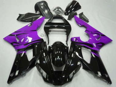 2000-2001 Yamaha YZF 1000 R1 Motorcycle Fairings - Purple Glossy Black Flame Canada Suppliers