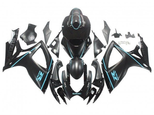 2006-2007 Suzuki GSXR 600 / GSXR 750 Motorcycle Fairings - Matte Black Turquoise Blue Canada Suppliers