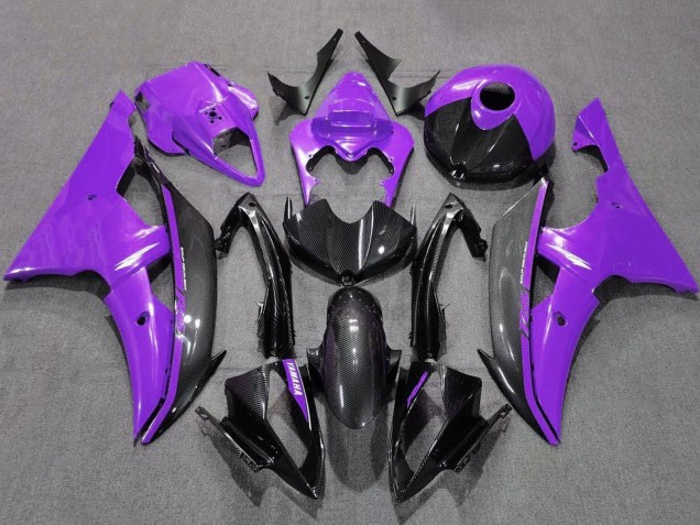 2008-2016 Yamaha YZF R6 Motorcycle Fairings - Purple Black Carbon Fiber Style Canada Suppliers