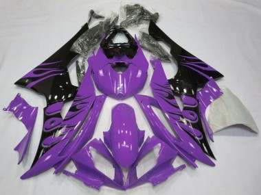 2008-2016 Yamaha YZF R6 Motorcycle Fairings - Purple Glossy Black Flame Canada Suppliers