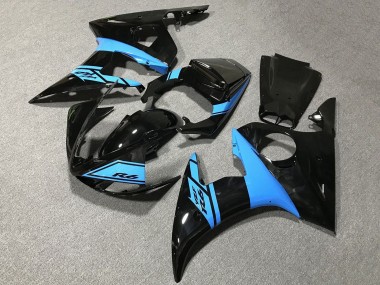 2005 Yamaha YZF R6 Motorcycle Fairings - Glossy Black Light Blue Canada Suppliers