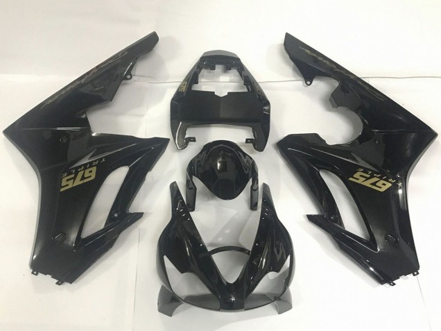 2009-2012 Triumph Daytona 675 Triple Motorcycle Fairings - Glossy Black Gold Decals Canada Suppliers