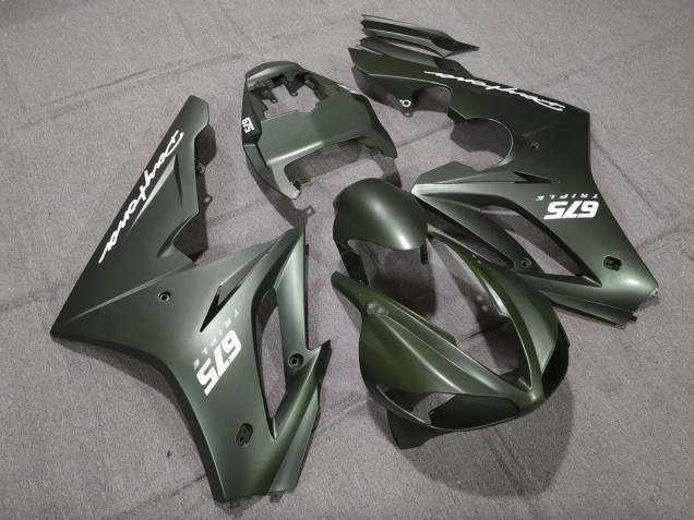 2009-2012 Triumph Daytona 675 Triple Motorcycle Fairings - Matte Green White Canada Suppliers
