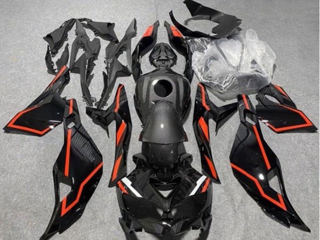 2019-2025 Kawasaki ZX4R ZX-4RR Motorcycle Fairings - Faux Carbon Fiber Black Red Canada Suppliers