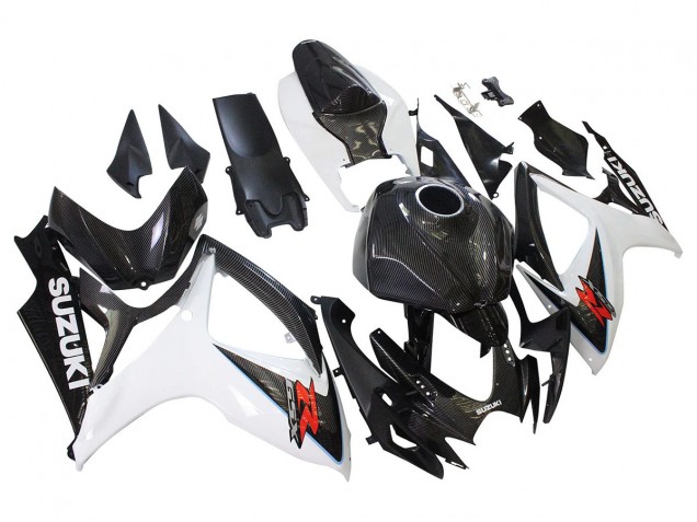 2006-2007 Suzuki GSXR 600/750 Motorcycle Fairings - Black White Carbon Fiber Style Canada Suppliers