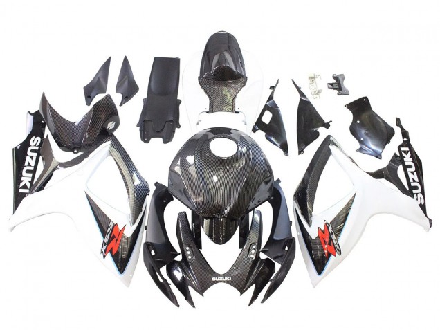 2006-2007 Suzuki GSXR 600/750 Motorcycle Fairings - Black White Carbon Fiber Style Canada Suppliers