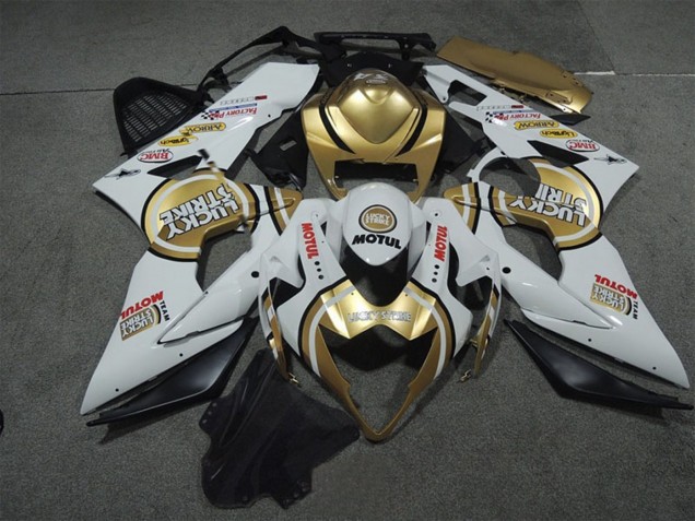 2005-2006 Suzuki GSXR 1000 Motorcycle Fairings - White Gold Lucky Strike Motul Canada Suppliers