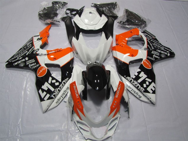 2009-2016 Suzuki GSXR 1000 Motorcycle Fairings - White Orange Black Bright Logic Canada Suppliers