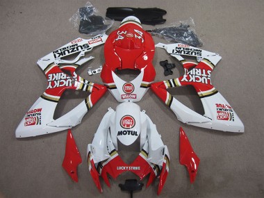 2006-2007 Suzuki GSXR 600 Motorcycle Fairings - White Red Lucky Strike Motul Canada Suppliers