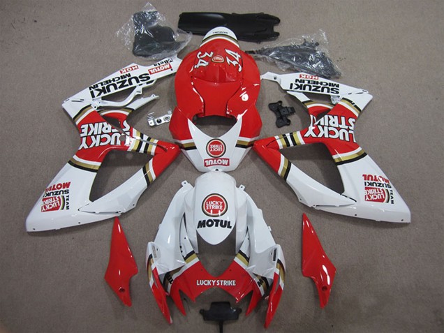 2006-2007 Suzuki GSXR 600 Motorcycle Fairings - White Red Lucky Strike Motul Canada Suppliers
