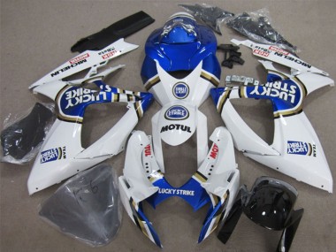 2006-2007 Suzuki GSXR 600 Motorcycle Fairings - White Blue Lucky Strike Motul Canada Suppliers