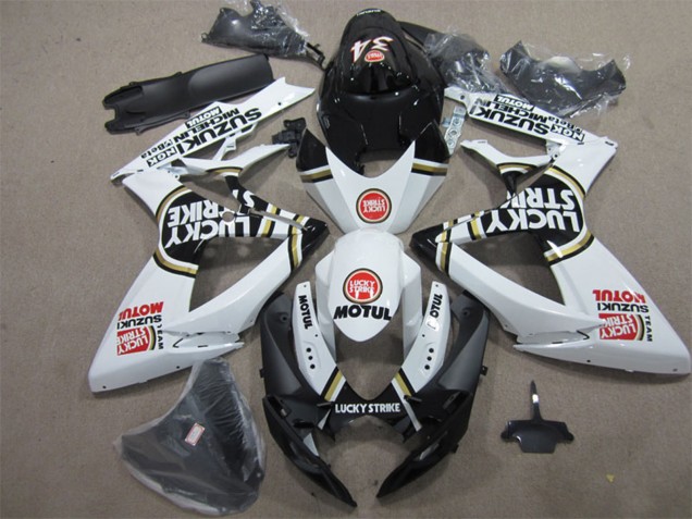 2006-2007 Suzuki GSXR 600 Motorcycle Fairings - White Black Red Lucky Strike Motul Canada Suppliers