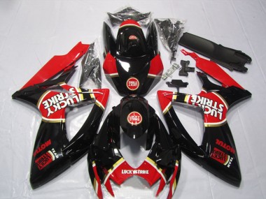 2006-2007 Suzuki GSXR 600 Motorcycle Fairings - Glossy Black Red White Lucky Strike Motul Canada Suppliers