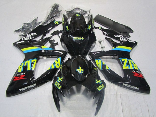 2006-2007 Suzuki GSXR 600 Motorcycle Fairings - Glossy Black Yellow Rizla Red Canada Suppliers