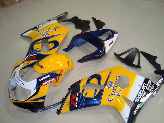 2001-2003 Suzuki GSXR 750 Motorcycle Fairings - Yellow White Blue Alstare Corona Extra Motul Canada Suppliers