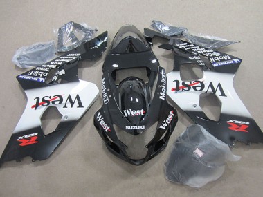2004-2005 Suzuki GSXR 750 Motorcycle Fairings - Glossy Black White West Mobil Canada Suppliers
