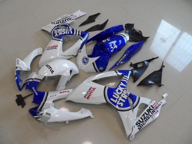 2006-2007 Suzuki GSXR 750 Motorcycle Fairings - White Blue Lucky Strike Motul 34 Canada Suppliers