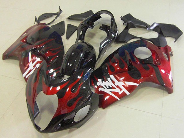 1996-2007 Suzuki GSXR 1300 Hayabusa Motorcycle Fairings - Glossy Black Red Flame Canada Suppliers