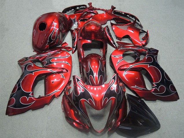 1996-2007 Suzuki GSXR 1300 Hayabusa Motorcycle Fairings - Red Silver Black Flame Canada Suppliers