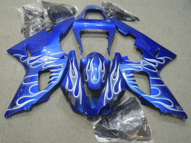 2000-2001 Yamaha YZF R1 Motorcycle Fairings - Blue White Flame Canada Suppliers