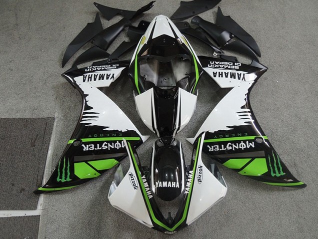 2009-2011 Yamaha YZF R1 Motorcycle Fairings - White Black Green Monster Semakin Didepan Canada Suppliers