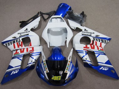 1998-2002 Yamaha YZF R6 Motorcycle Fairings - White Blue Red Fiat Michelin Motul 46 Canada Suppliers
