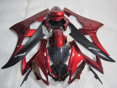 2006-2007 Yamaha YZF R6 Bike Fairings - Red Matte Black Canada Suppliers