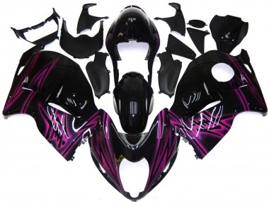 1997-2007 Custom Black Gloss with Pink GSXR 1300 Hayabusa Motorcycle Fairings