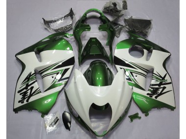 1997-2007 Gloss White & Green GSXR 1300 Hayabusa Motorcycle Fairings