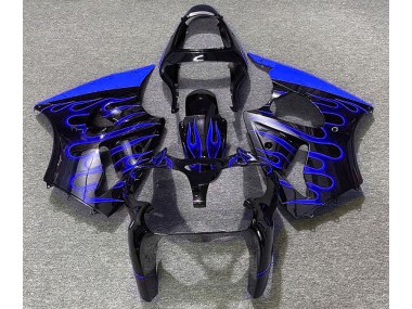 2000-2002 Gloss Black & Blue Flame ZX6R Motorcycle Fairings