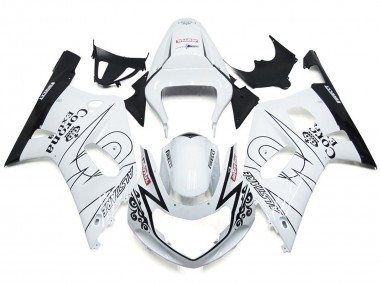 2001-2003 Gloss White Corona and Black GSXR 600-750 Motorcycle Fairings